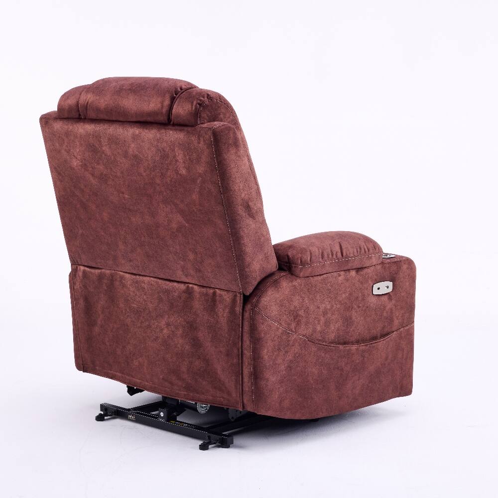 Alt View 1. Ropilly - Ropilly Oversized Power Lift Recliner Massage Chair for Elderly with USB Ports - Reddish Brown.