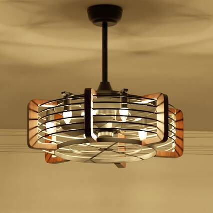 Front. Lamp Depot - Farmhouse Ceiling Fan with 6 Light Bulb - Black.