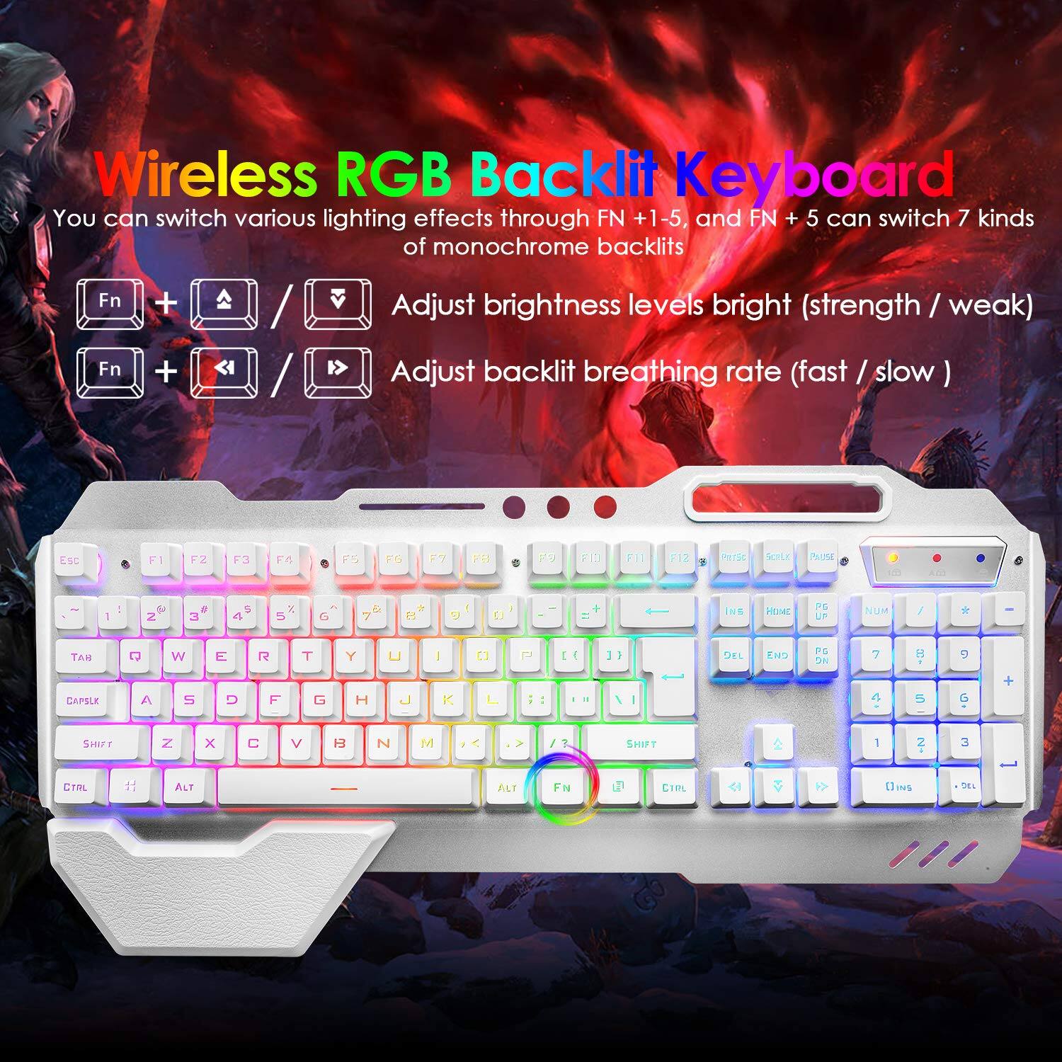 HM 1810 Gaming And Mouse Rgb Backlit Rechargeable With 5000mah Metal ...