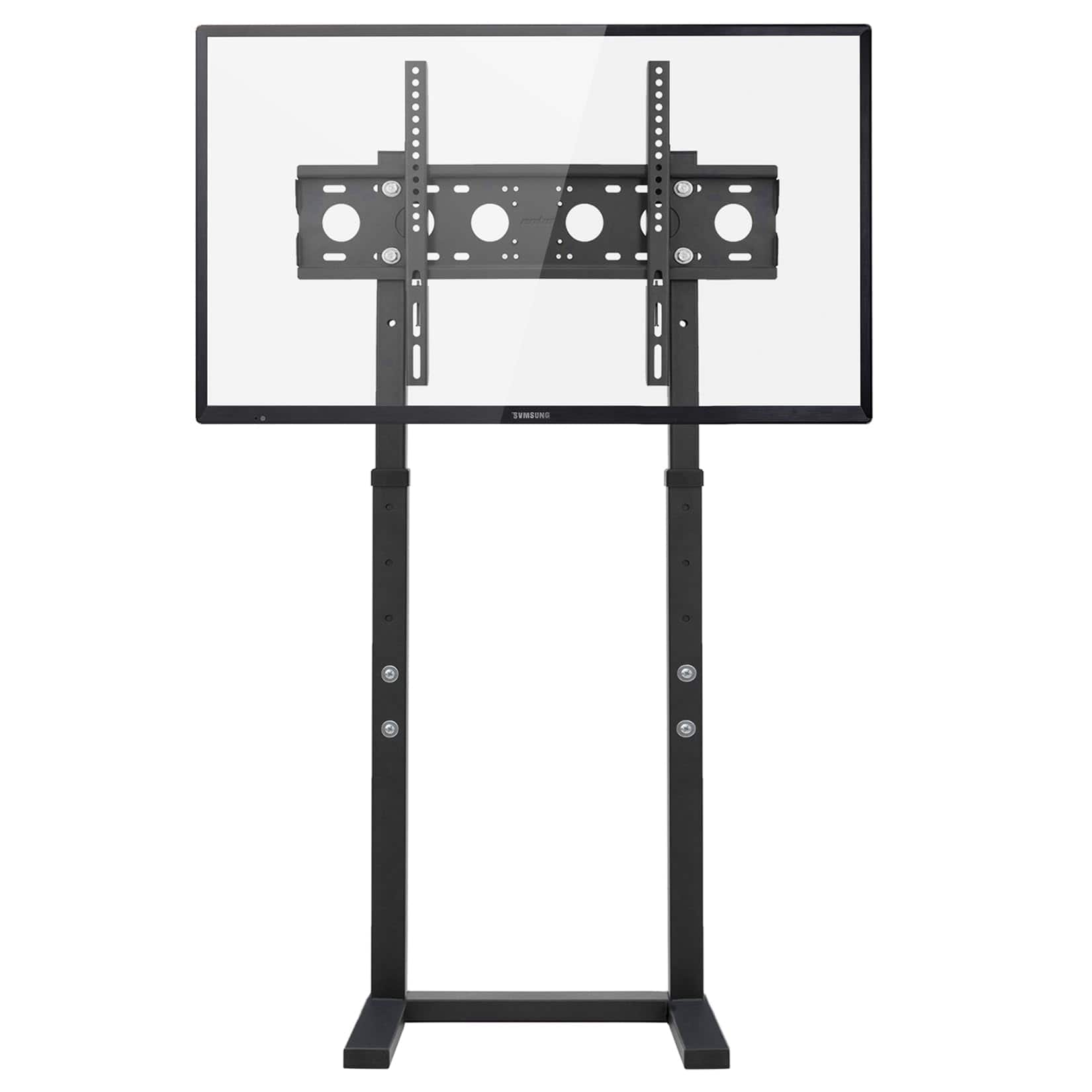 Cedar Assembly - Universal Against The Wall Tv Stand Floor: Free Standing Mount With Height Adjustable Bracket For Bench - BLACK Fits 32"-65" TV