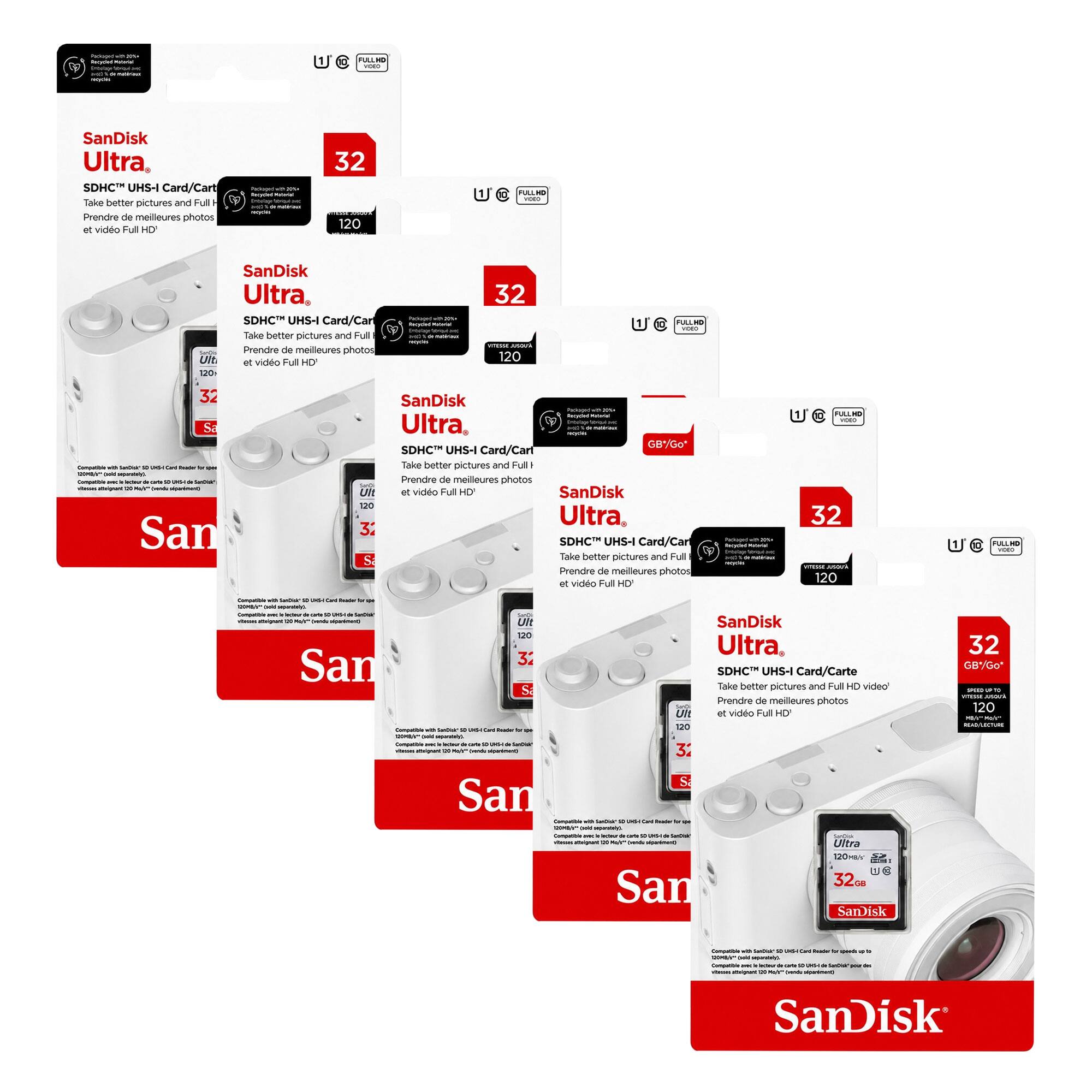 SanDisk Ultra, SDHC UHS-I Card/Carte Take better pictures and Full HD video Prendre de meilleures photos et vidéo Full HD - 32 GB/Go - 120