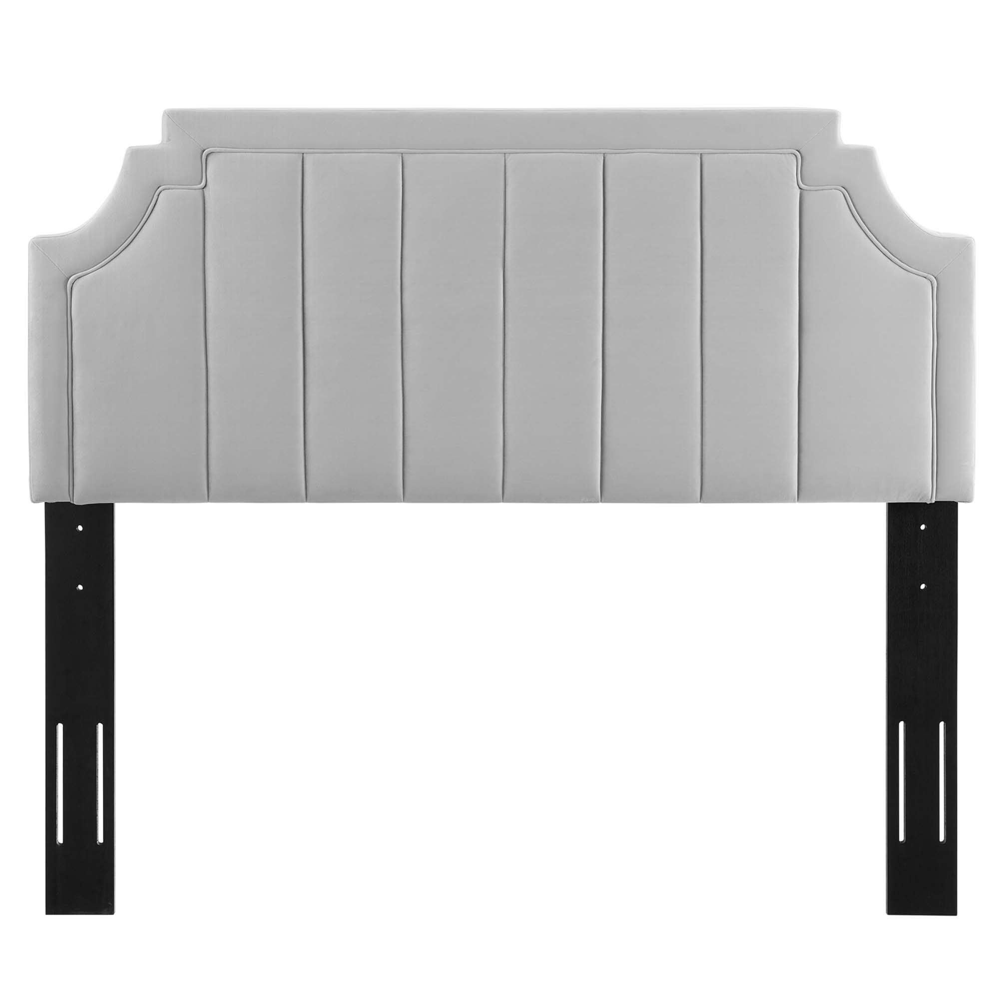 Back. Modway - Alyona Channel Tufted Performance Velvet Twin Headboard by Modway - Gray.