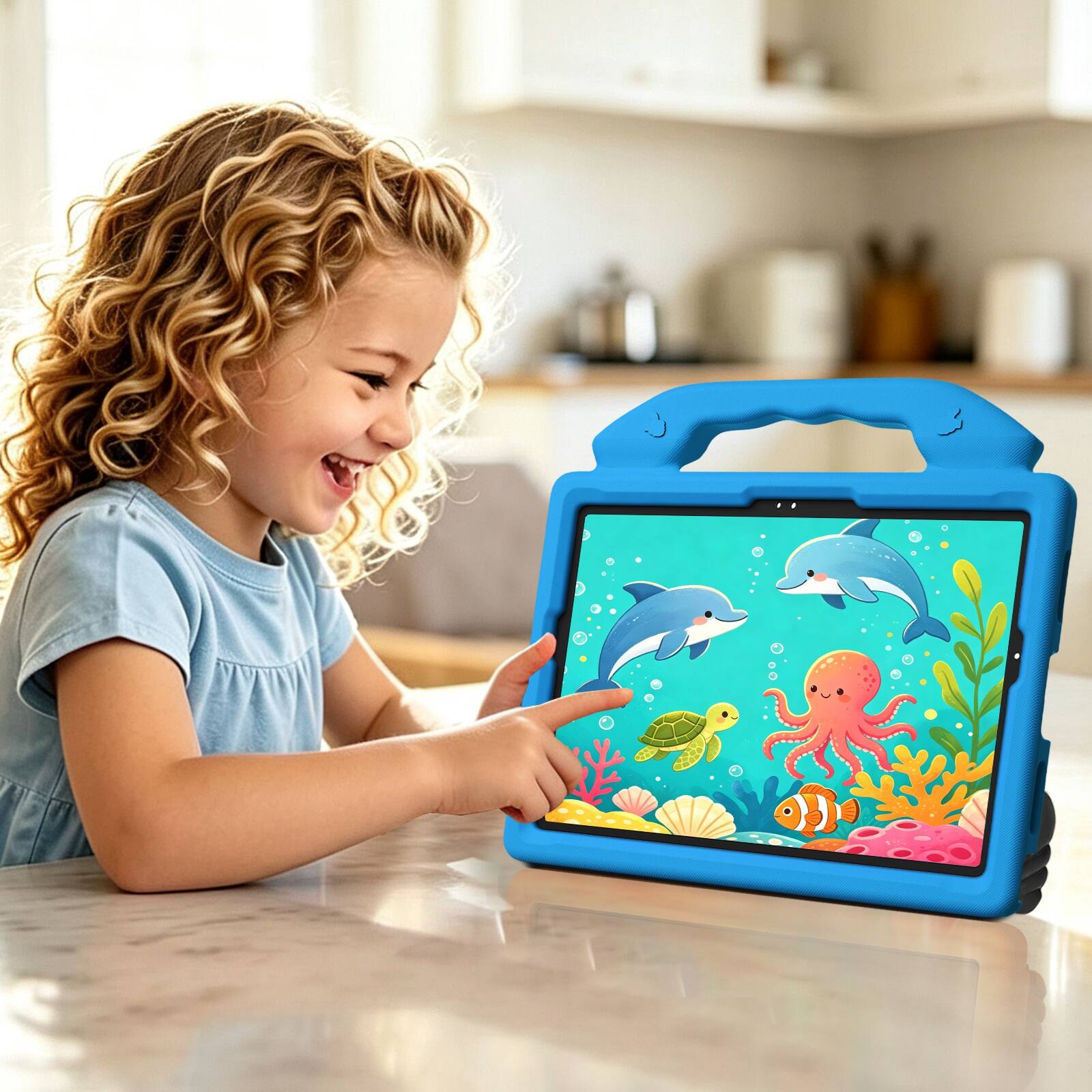 Alt View 2. UUCOVER - Kids Case for Samsung Galaxy Tab A11+ 11-inch 2025 X230/X236/X238 Shockproof EVA Handle Stand Anti-Slip Protective Cover - Blue.