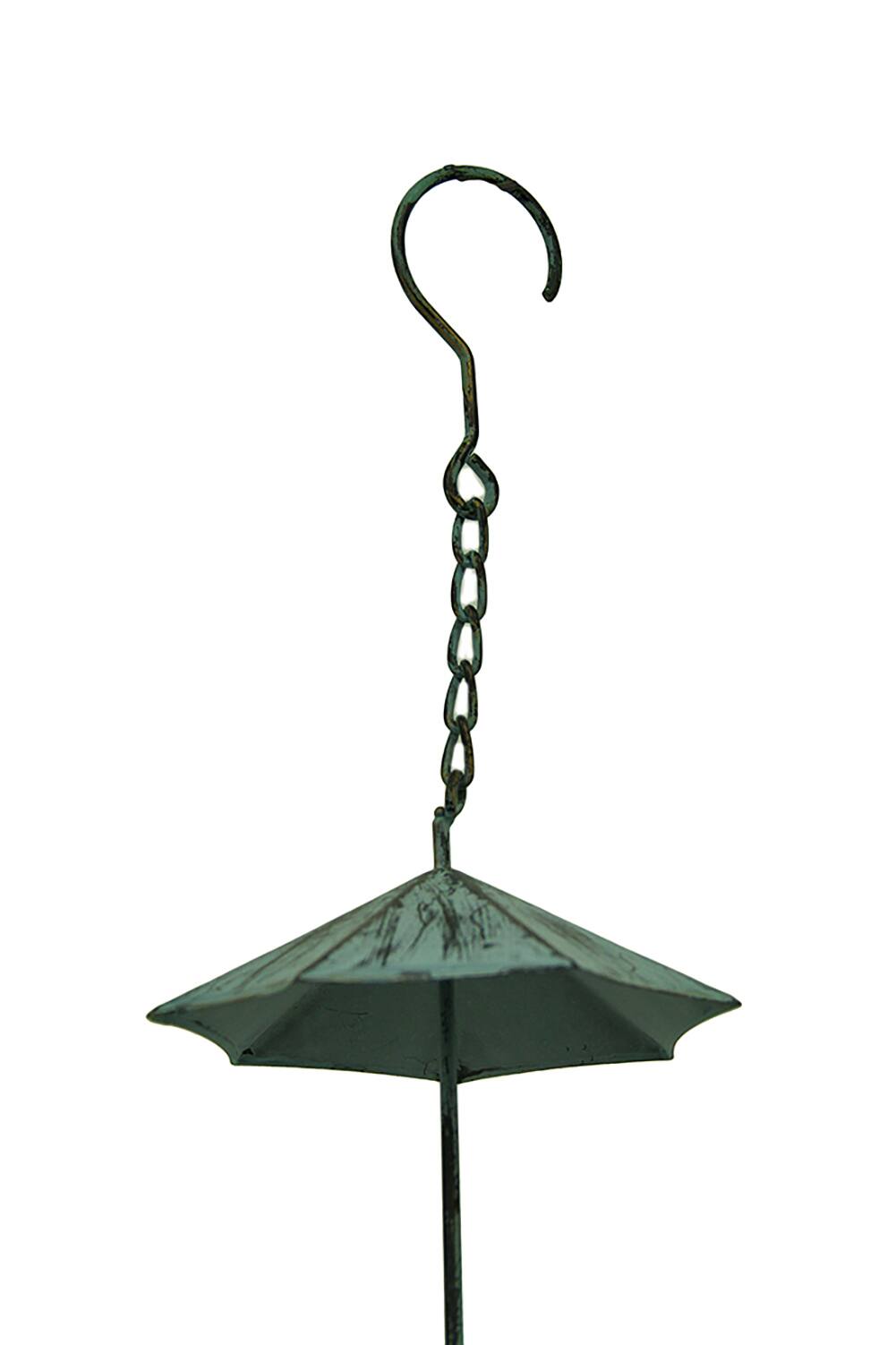 Alt View 1. Zeckos - Verdigris Finish Metal Umbrellas Rain Chain w/Attached Hanger 48 Inch - Teal.