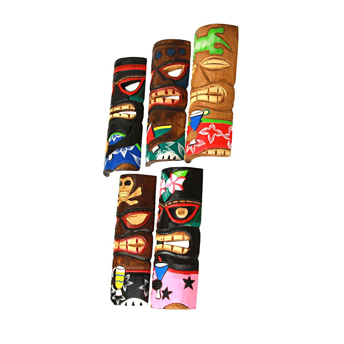 Alt View 2. Zeckos - Set of 5 Polynesian Style Wooden Tiki Masks 10 in. - Multicolored.