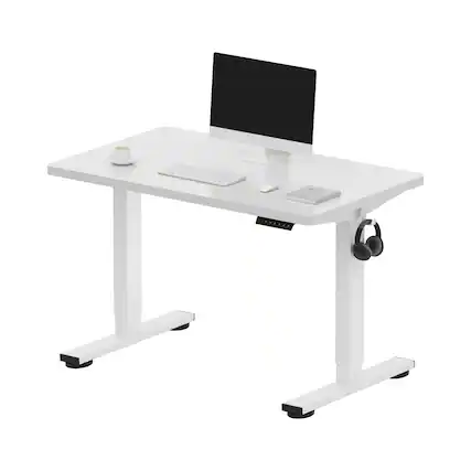 Front. FlexiSpot - FlexiSpot E2 40''W Electric Adjustable Standing Desk Chipboard, White/White - White.