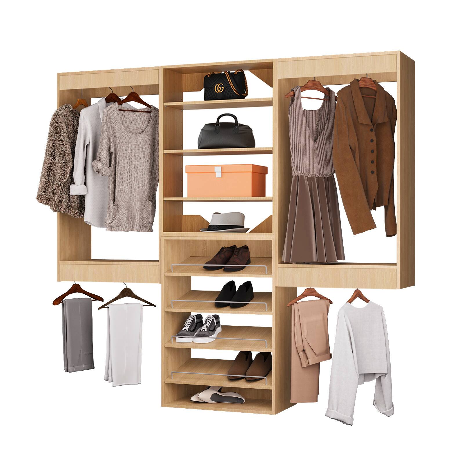 Front. Roomtec - Roomtec 66 in Wood Modular Closet System Unit-Customizable Wall Mounted Walk-In Closets for Bedroom or Walk-in Closet - Wood.