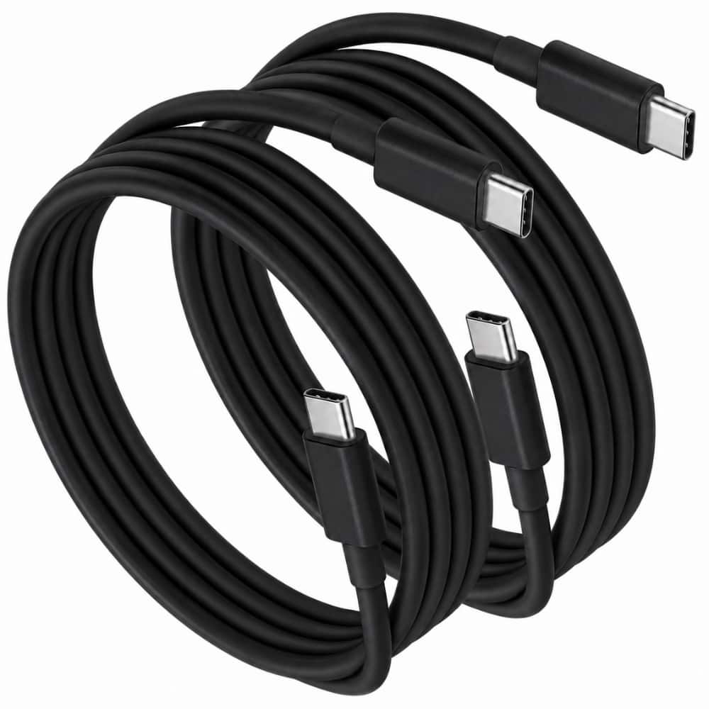 Qixxronics - 6FT USB C to USB C Cable, Type C Charging & Data Transfer Cable, 2 Pack - Black