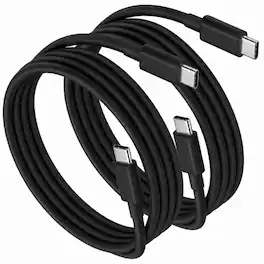 Qixxronics - 6FT USB C to USB C Cable, Type C Charging & Data Transfer Cable, 2 Pack - Black