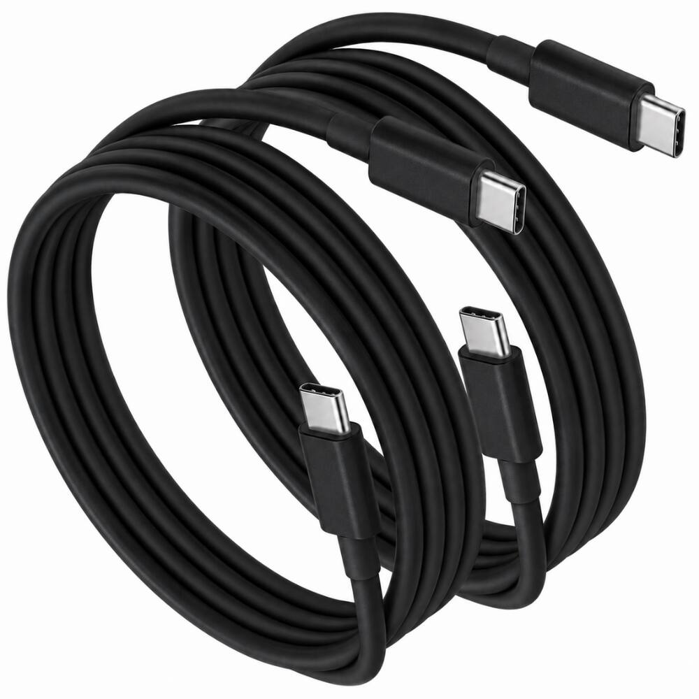 Front. Qixxronics - 6FT USB C to USB C Cable, Type C Charging & Data Transfer Cable, 2 Pack - Black.
