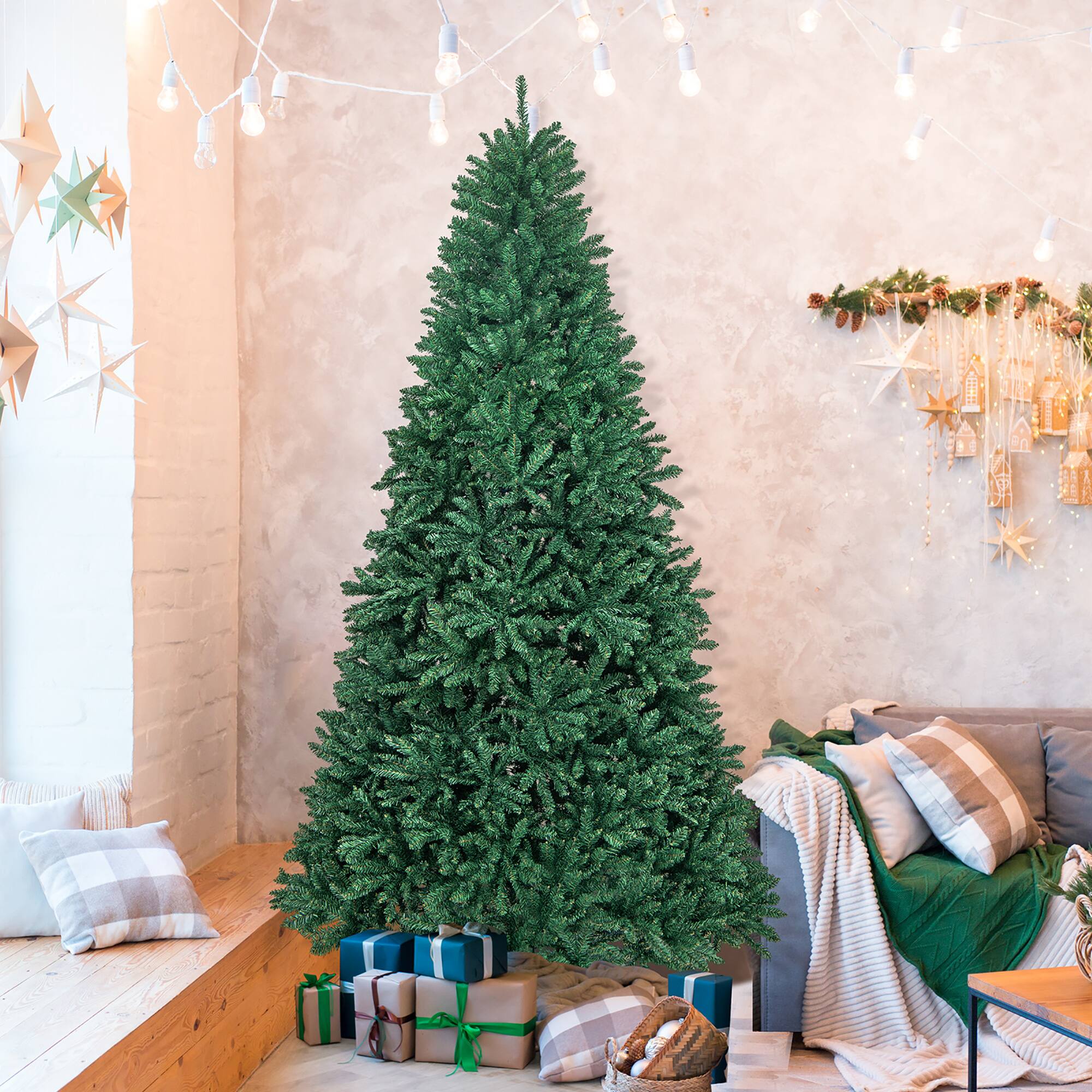 Alt View 4. Gymax - Gymax 9 FT Artificial Christmas Tree Hinged Christmas Tree w/ 3594 Lush Branch Tips - Green.