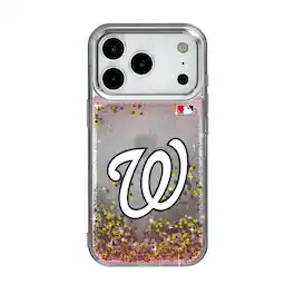 Keyscaper - MLB - Washington Nationals Linen Logo iPhone Glitter Case - 14 - Multicolor