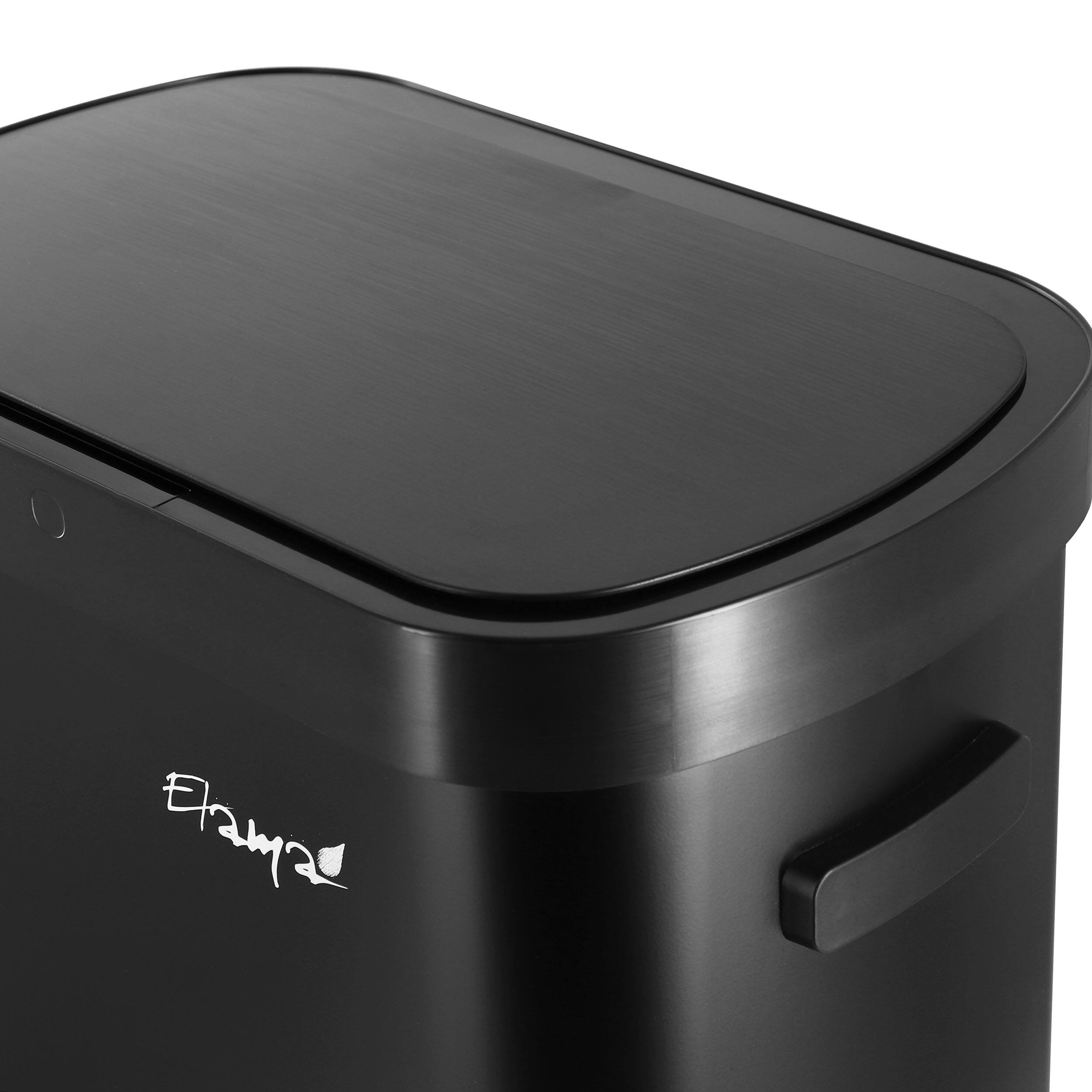 Alt View 2. Elama - Elama 13 Gallon Automatic Sensor Hands Free Trash Can in Black - Black.
