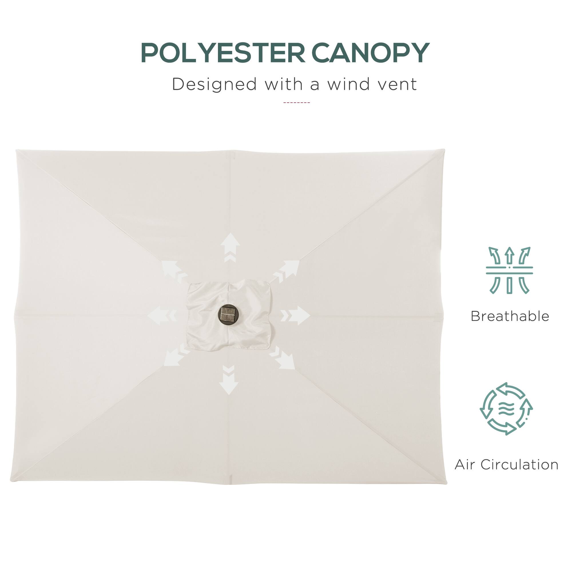 POLYESTER CANOPY
Designed with a wind vent
Breathable
Air Circulation
