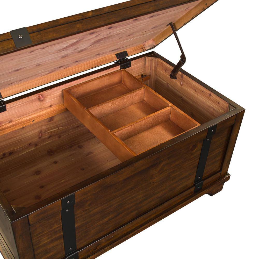 Front. Liberty Furniture Industries - Aspen Skies Storage Trunk in Russet Brown - Brown.