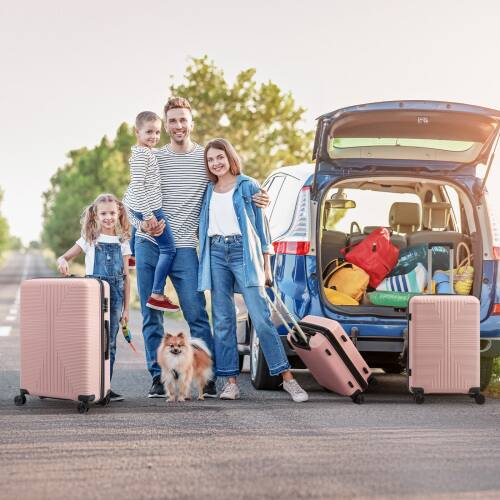 Alt View 8. Winado - 3-in-1 20" 24" 28" Trolley Carry On Luggage Set Spinner Wheels Lightweigh Hardside PP Suitcase Sets with Built-in Lock - Pink.