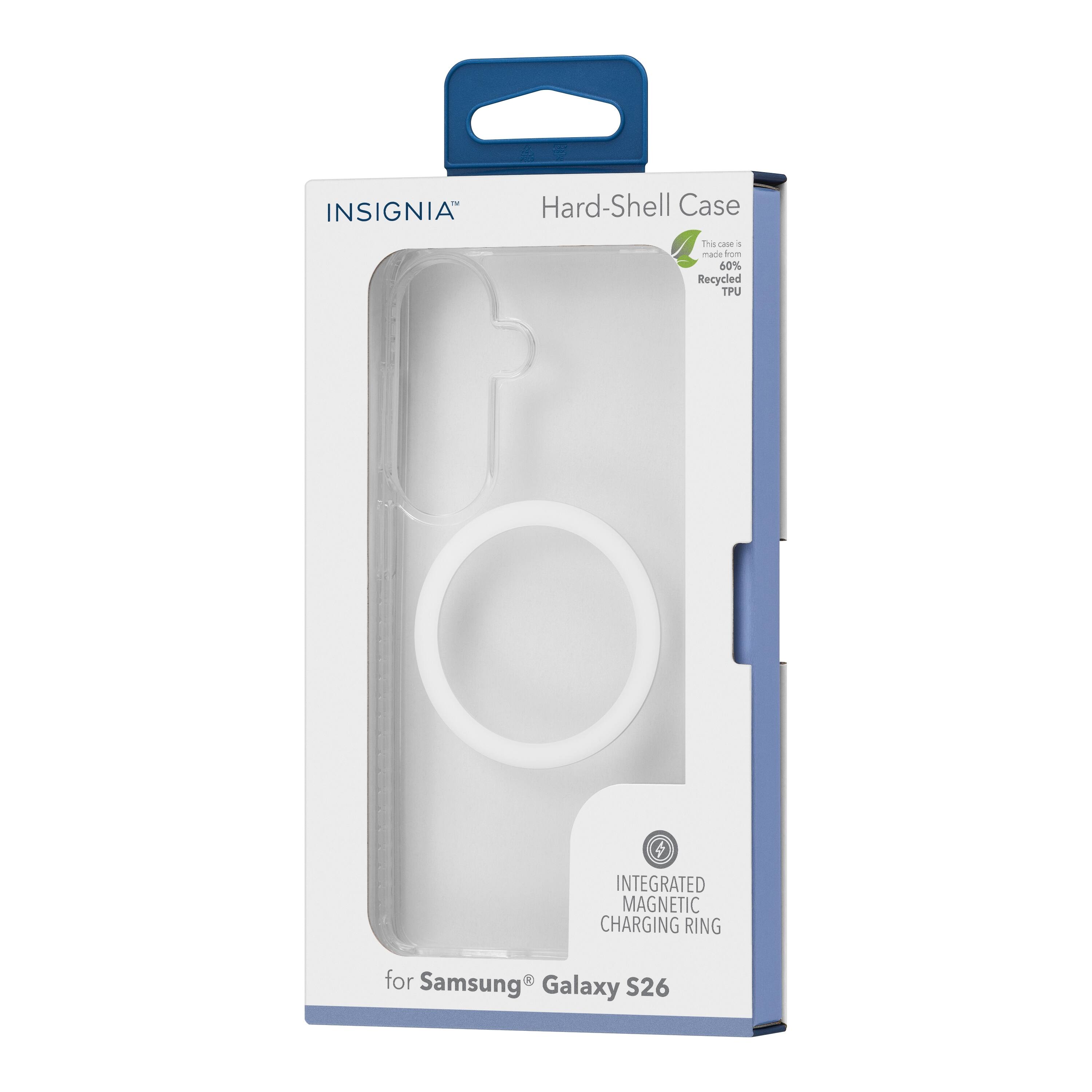 INSIGNIA Hard-Shell Case  
Made from 60% Recycled TPU  
Integrated Magnetic Charging Ring  
For Samsung Galaxy S26