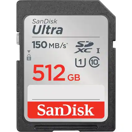 SanDisk Ultra
150 MB/s*
SDXC I
U1 V10
512 GB
SanDisk