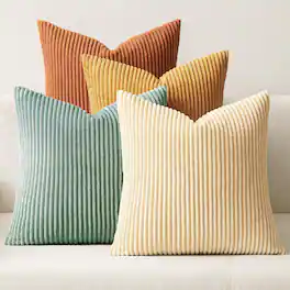 Skar Audio - Boho Farmhouse Sage Throw Pillow Covers Inch Set Of 4 Mordern Nordic Cushion Soft Corduroy Christmas Home D - Orange Teal 24" x 24" (Pack of 4)