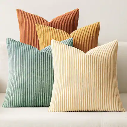 Front. Skar Audio - Boho Farmhouse Sage Throw Pillow Covers Inch Set Of 4 Mordern Nordic Cushion Soft Corduroy Christmas Home D... - Orange Teal 24" x 24" (Pack of 4).