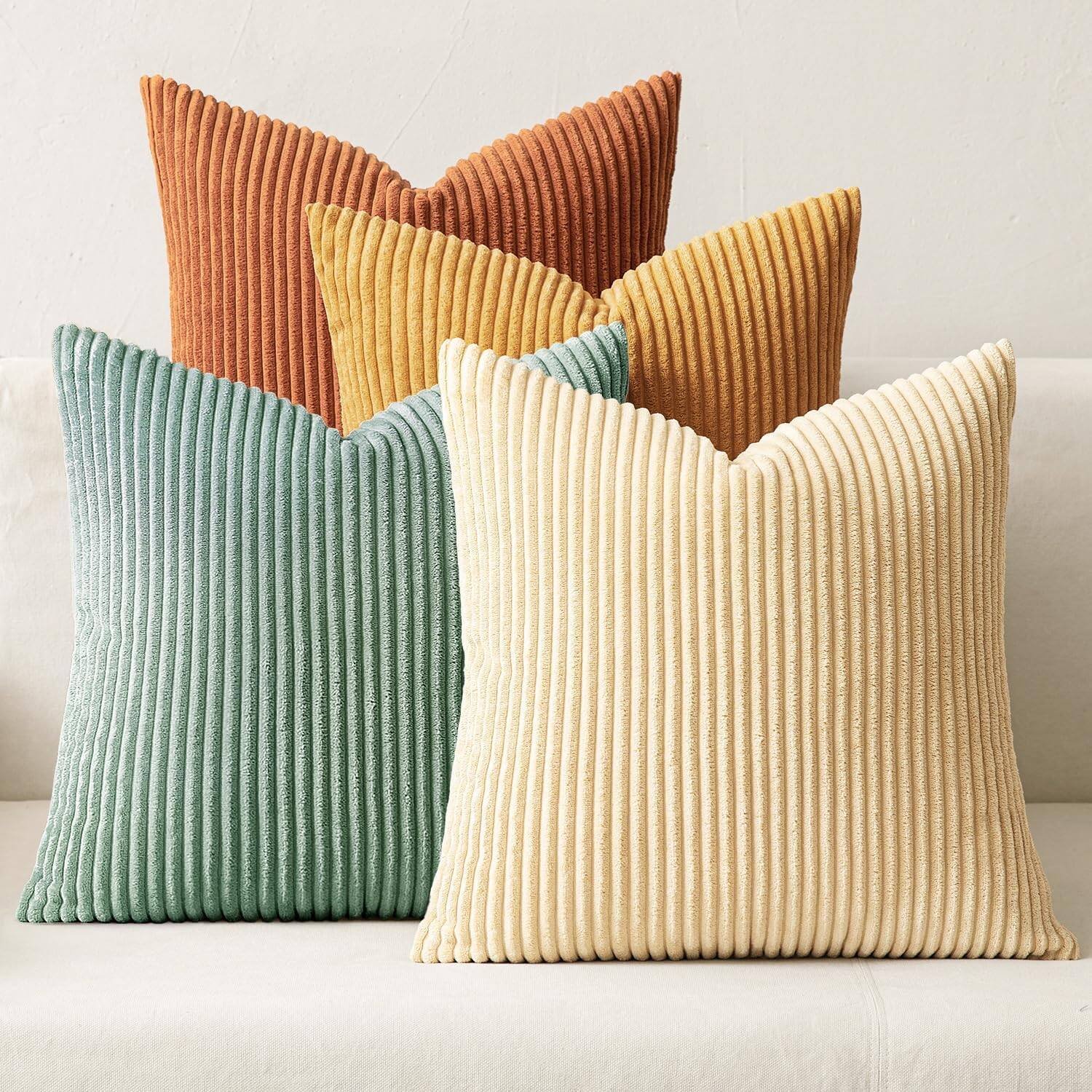 Front. Skar Audio - Boho Farmhouse Sage Throw Pillow Covers Inch Set Of 4 Mordern Nordic Cushion Soft Corduroy Christmas Home D... - Orange Teal 24" x 24" (Pack of 4).
