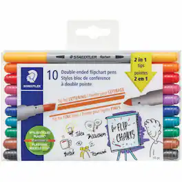Staedtler - Double ended Dry Erase Pens Chisel Bullet Marker Point Assorted Ink Dry 10 Each