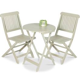 Best Choice Products - 3-Piece Acacia Wood Bistro Set, Folding Patio Furniture w/ 2 Chairs, Table - Sage Green