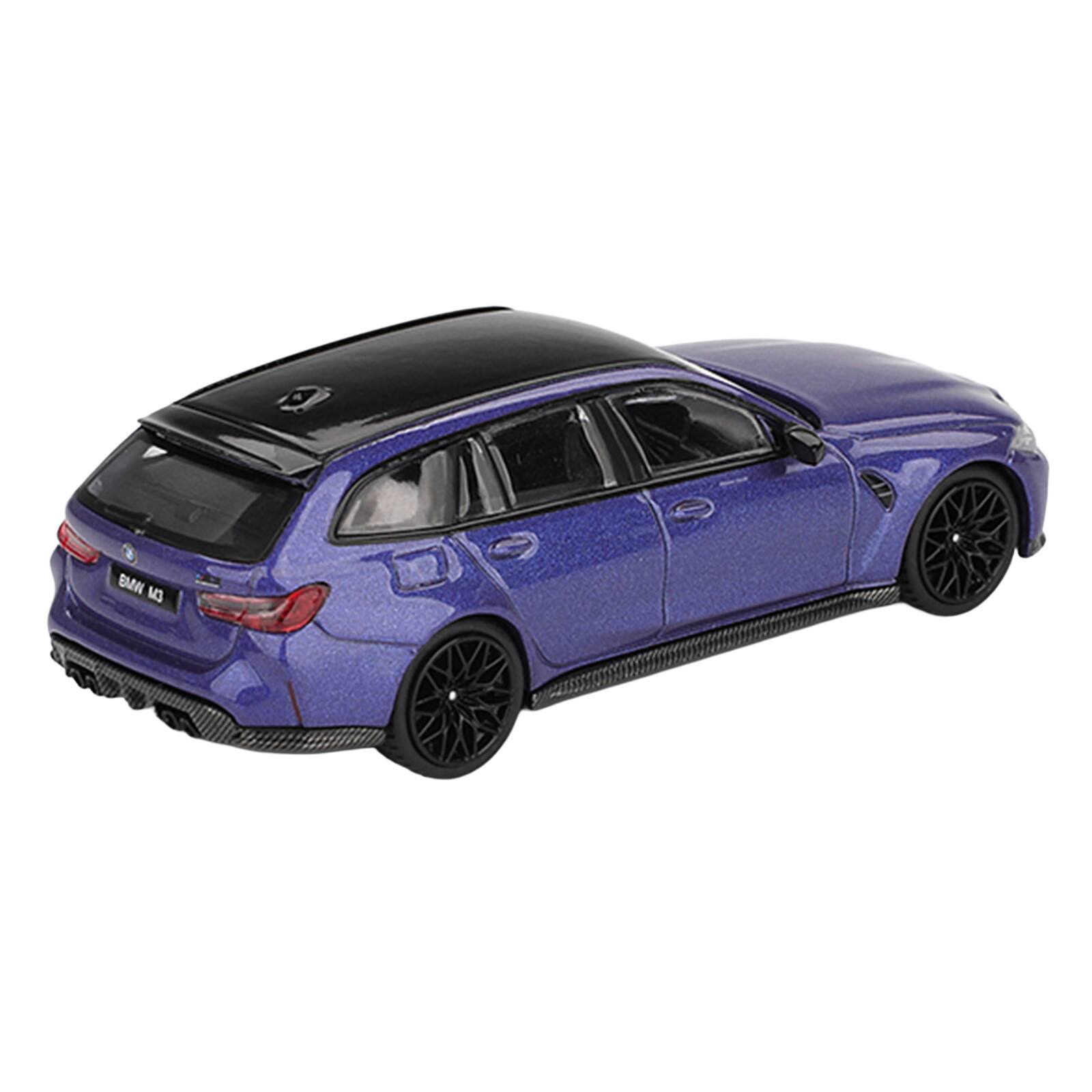Alt View 3. True Scale Miniatures - BMW M3 Competition Touring Portimao Blue Metallic with Black Top 1/64 Diecast Model Car by Mini GT.