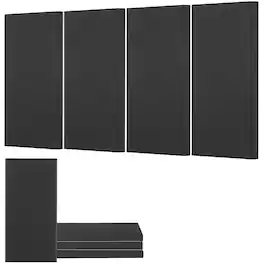 VEVOR - 4 PCS Acoustic Panels, 2 inch Thick 23.6 x 11.8 inch Fiberglass Sound Absorbing Panels, Self-adhesive Soundproof Wall - Black