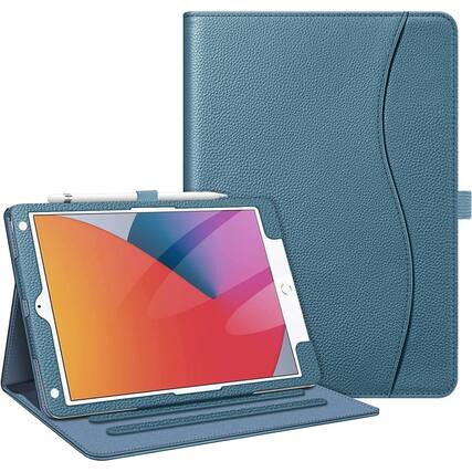 Front. Kitcheniva - Protective Stand Case For iPad 9th 8th 7th Generation 10.2 Inch With Pocket Holder Ocean Blue - Ocean Blue.