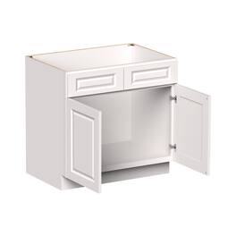 Boyel Living - 36-in W x 34.5-in H x 24-in D Shaker Sink Kitchen Base Cabinet with Soft-Close Doors - Glacier White