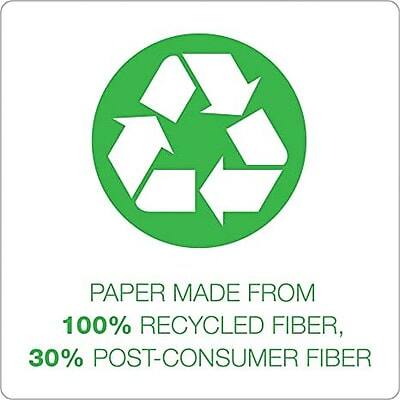 PAPER MADE FROM  
100% RECYCLED FIBER,  
30% POST-CONSUMER FIBER