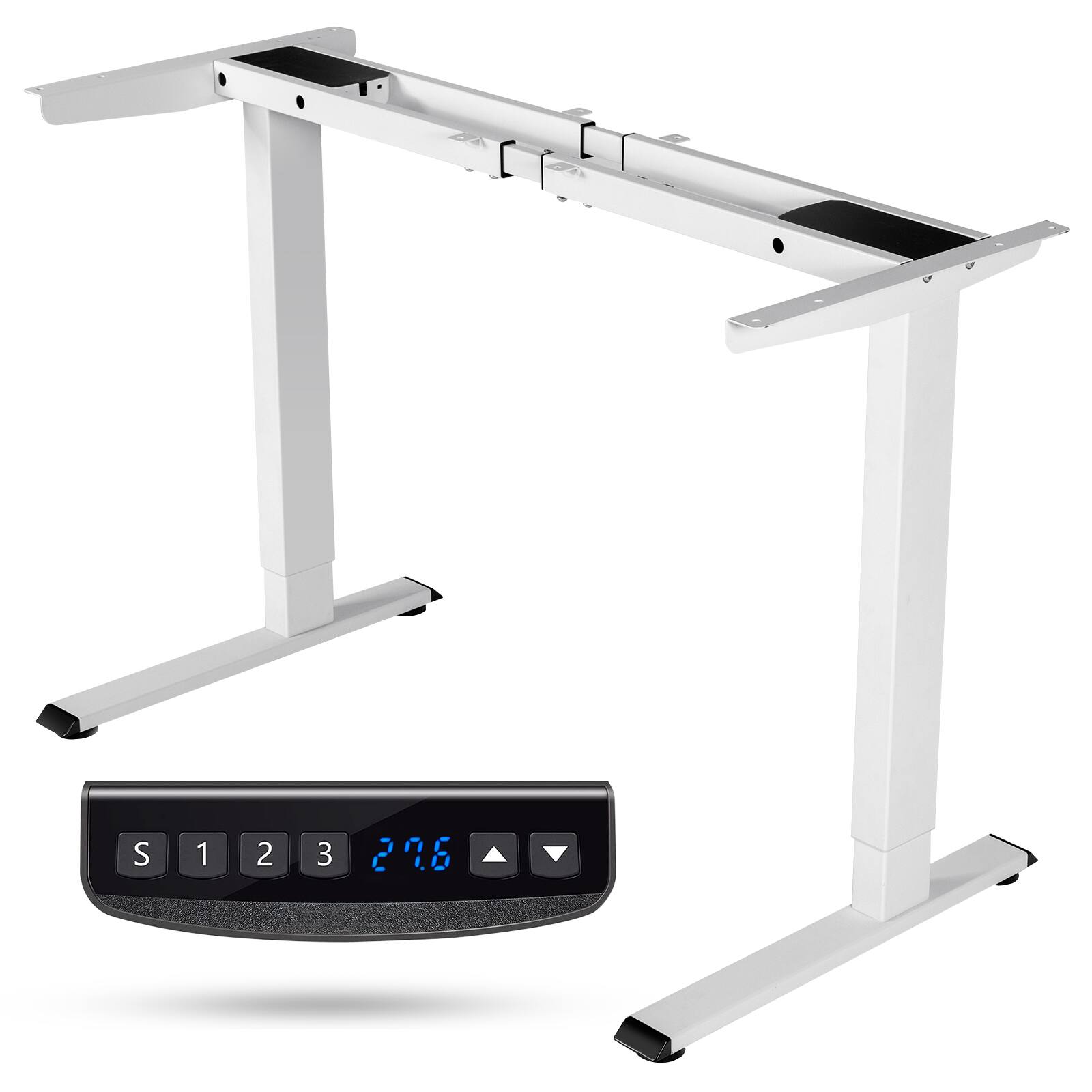 Costway - Electric Sit Stand Desk Frame Dual-motor Height-adjustable Standing Desk Base with 3 Memory Positions - White