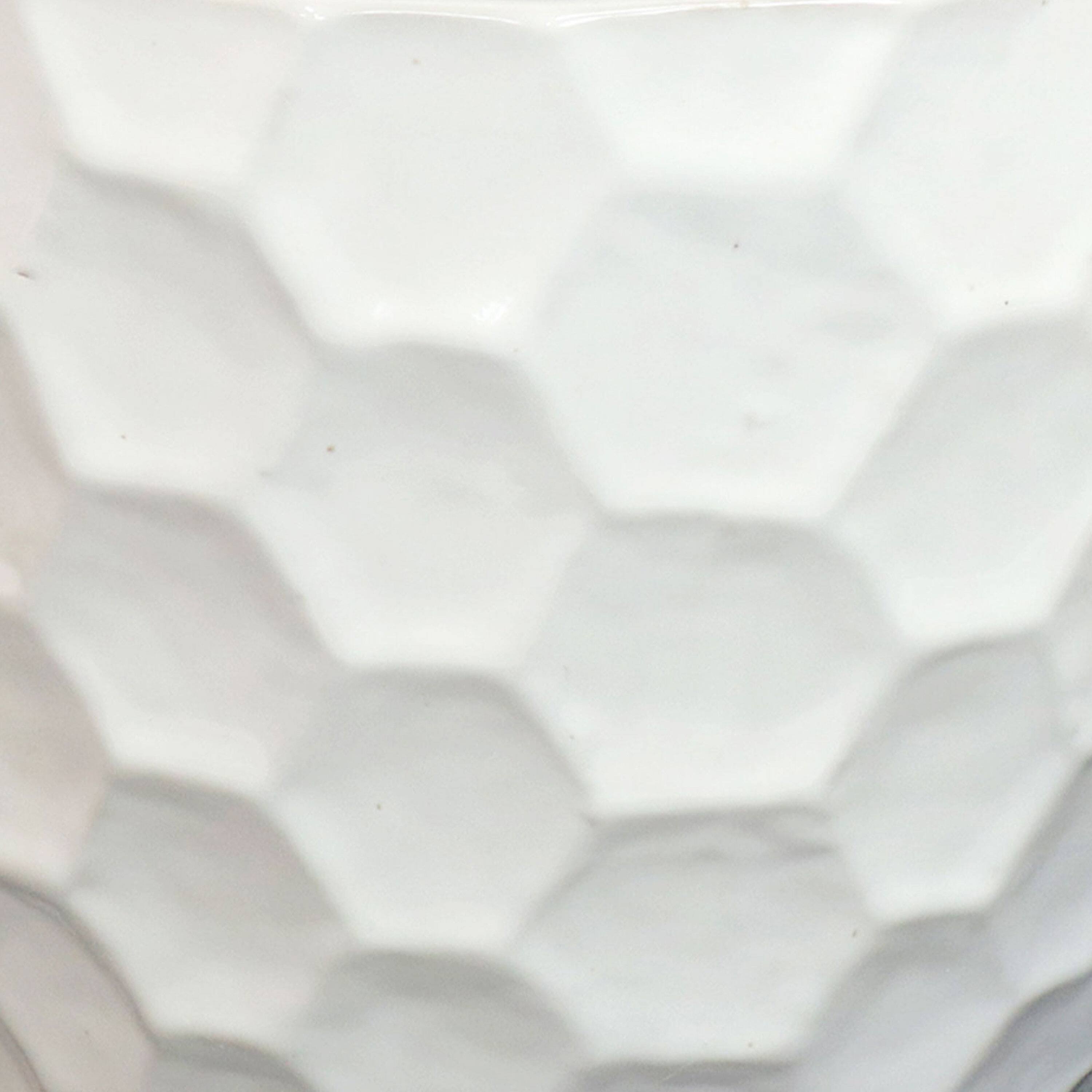 Alt View 4. Sunnydaze - 13.5" Honeycomb Pattern Ceramic Planter - Set of 2 - White.