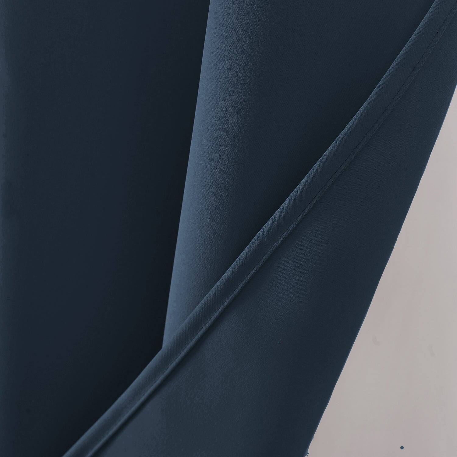 Left. RT Designers Collection - RT Designers Collection 100% Polyester 250 GSM Riley 100% Blackout Grommet Panel 54" x 84" Navy Blue - Navy Blue.