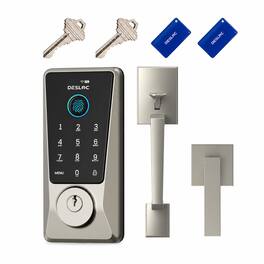 DESLOC - D210 WiFi Fingerprint Smart Front Door Lock Touchscreen App Remote Control Auto Lock Keyless Entry Handle Set, G - Gold