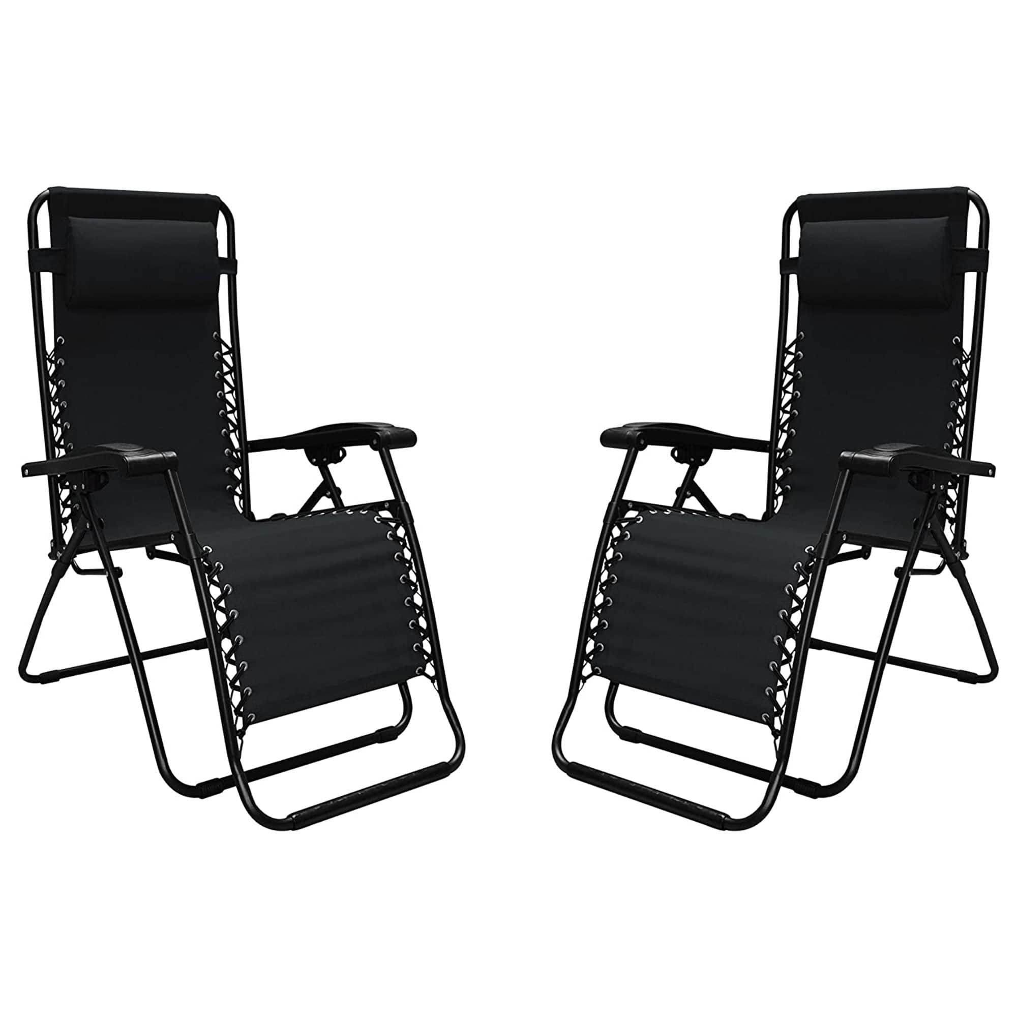 Caravan Sports - Zero Gravity Outdoor Folding Patio Lounge Chair, (Pair) - Black