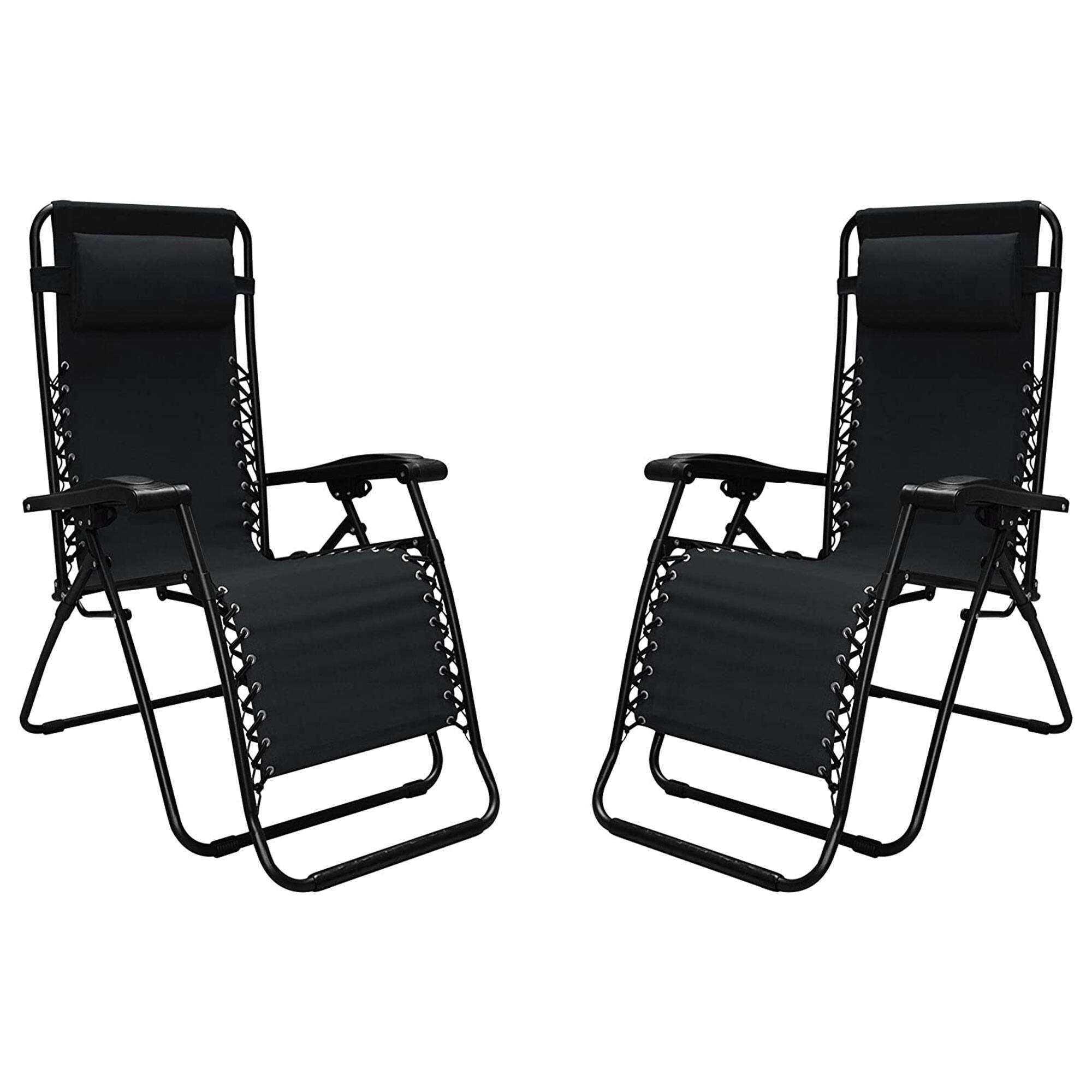 Front. Caravan Sports - Caravan Sports Zero Gravity Outdoor Folding Patio Lounge Chair, Black (Pair) - Black.