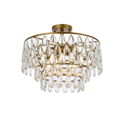 Front. Elegant Lighting - Mila 18 inch flush mount in brass - Brass.