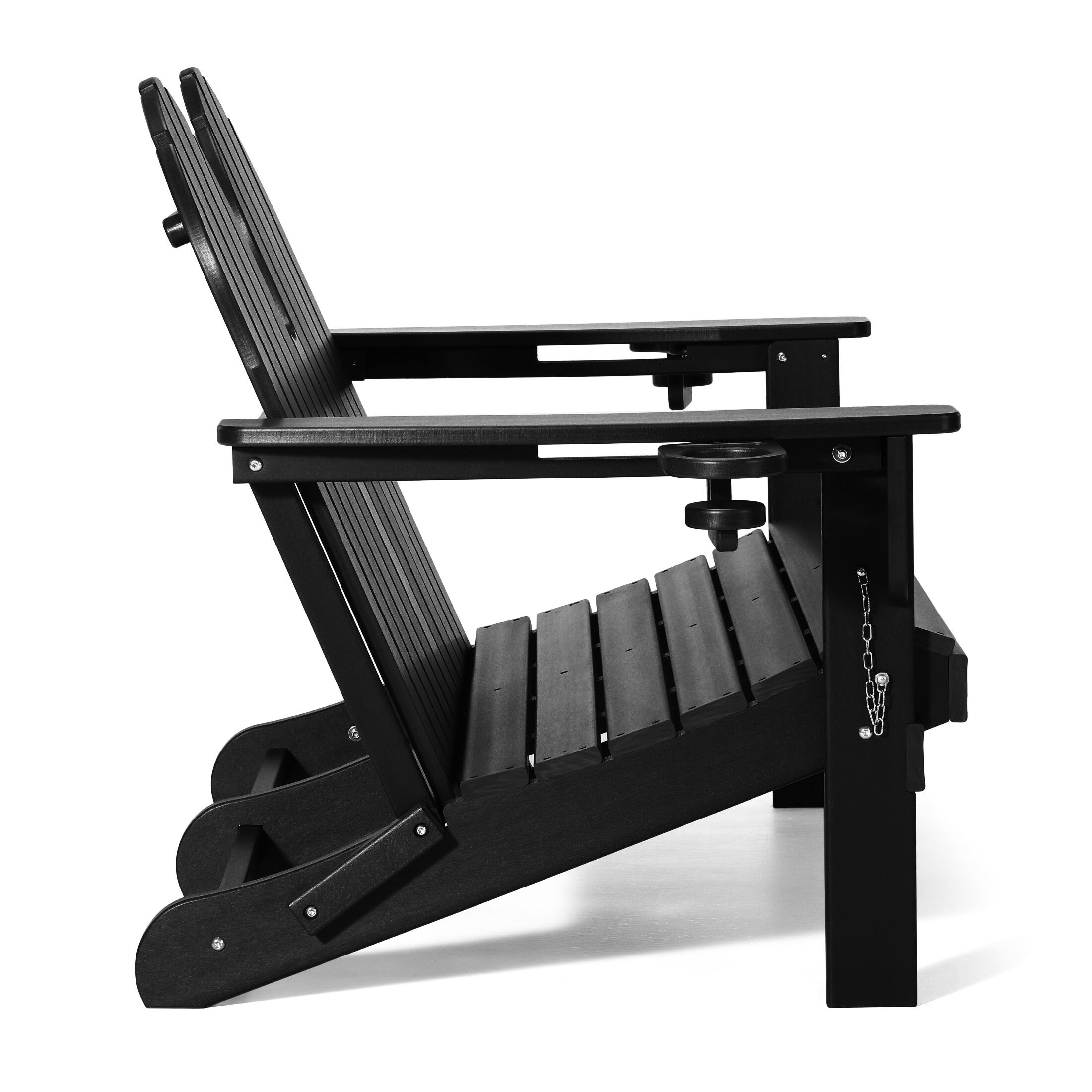 Left. WestinTrends - WestinTrends St. Augustine Outdoor Patio 49" HDPE Folding Adirondack Garden Bench - Black.