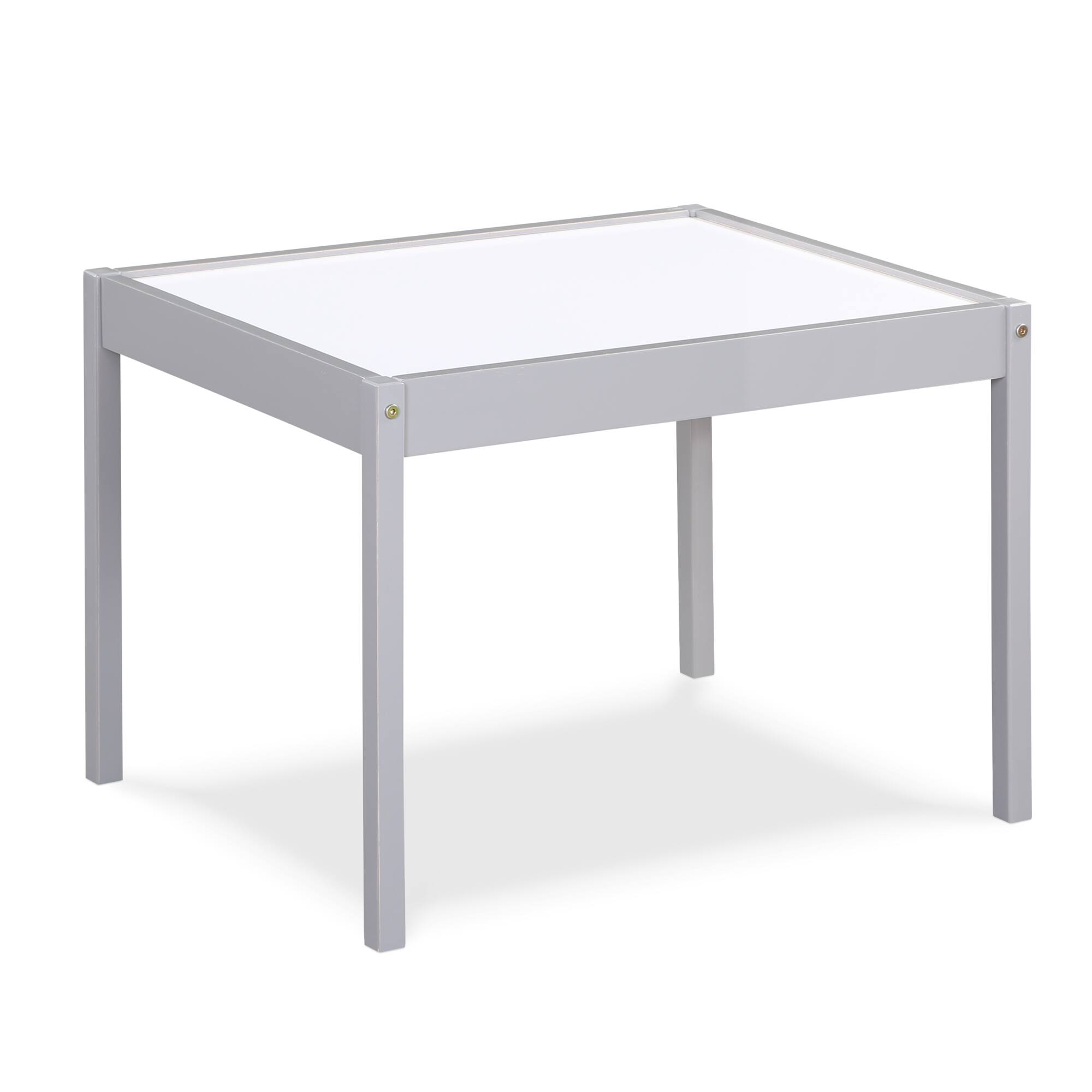 Left. GOODSILO - 3-Piece Children's Dry Erase Activity Table and Chair Set with Durable Wood Construction for Creative Play and Learning - Gray.
