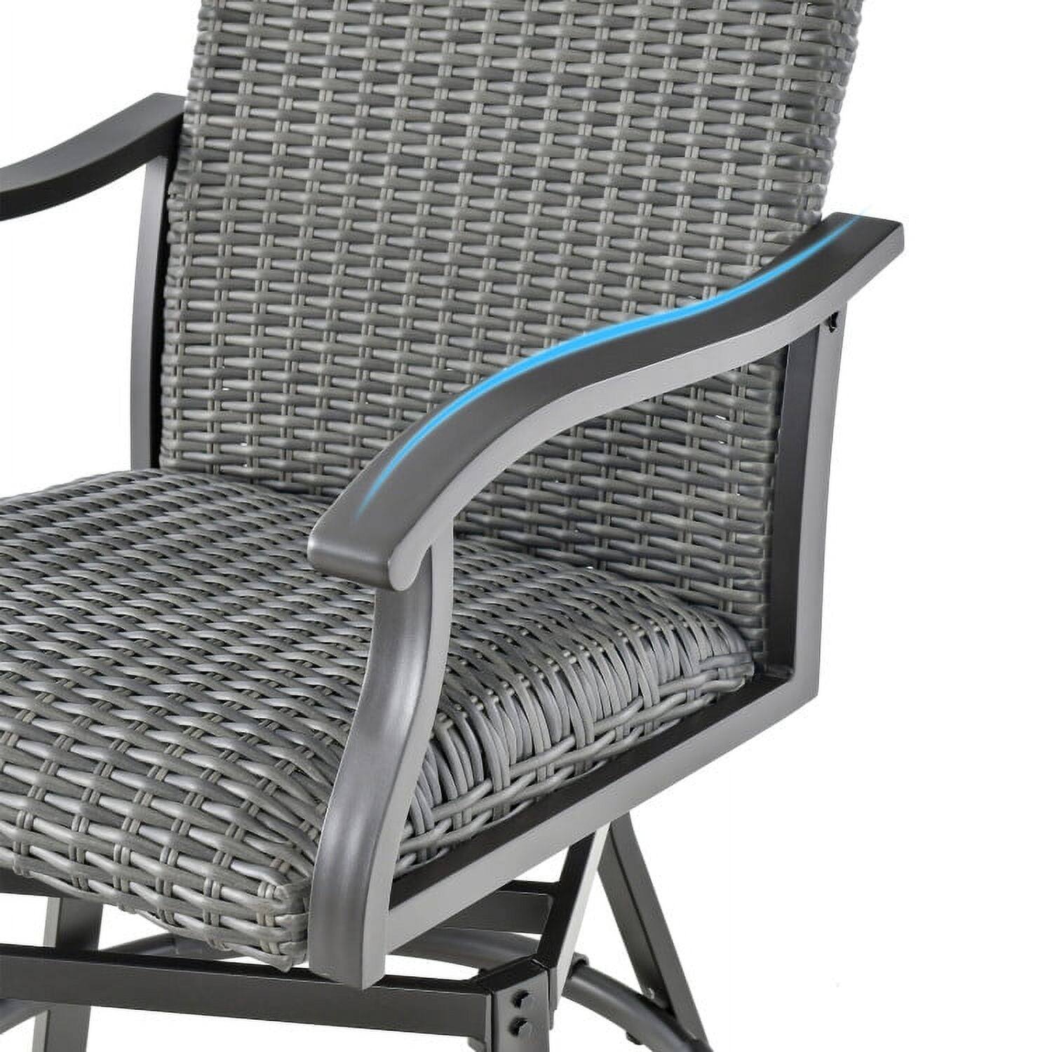 Alt View 1. Pefilos - 3 Pieces Swivel Bar Set with 4D Air Fiber Cushion, Outdoor Stackable Dining Chairs for All Weather, Breathable Garden - Gray.