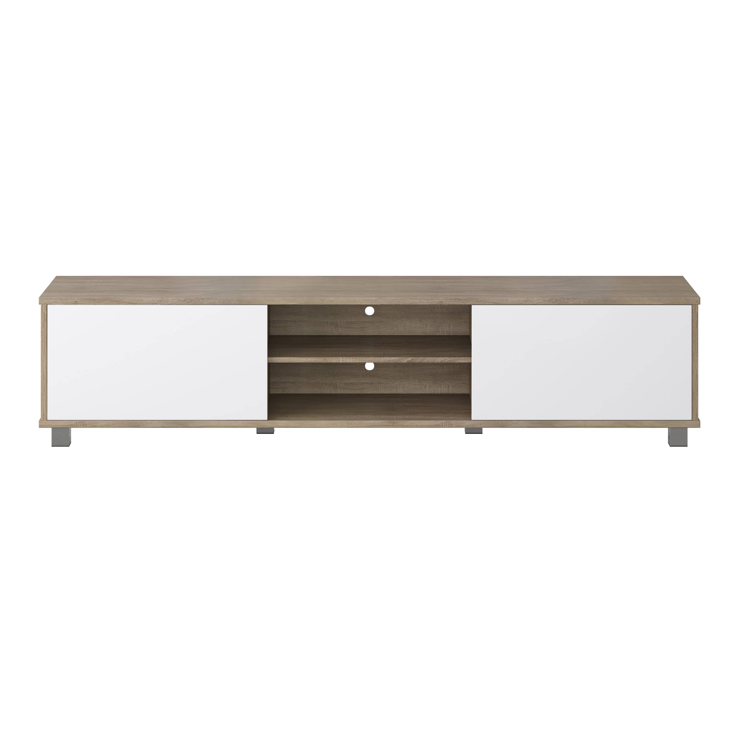 Front. CorLiving - Hollywood Collection TV Stand with Open and Closed Cabinets for Most TVs up to 85" - White.