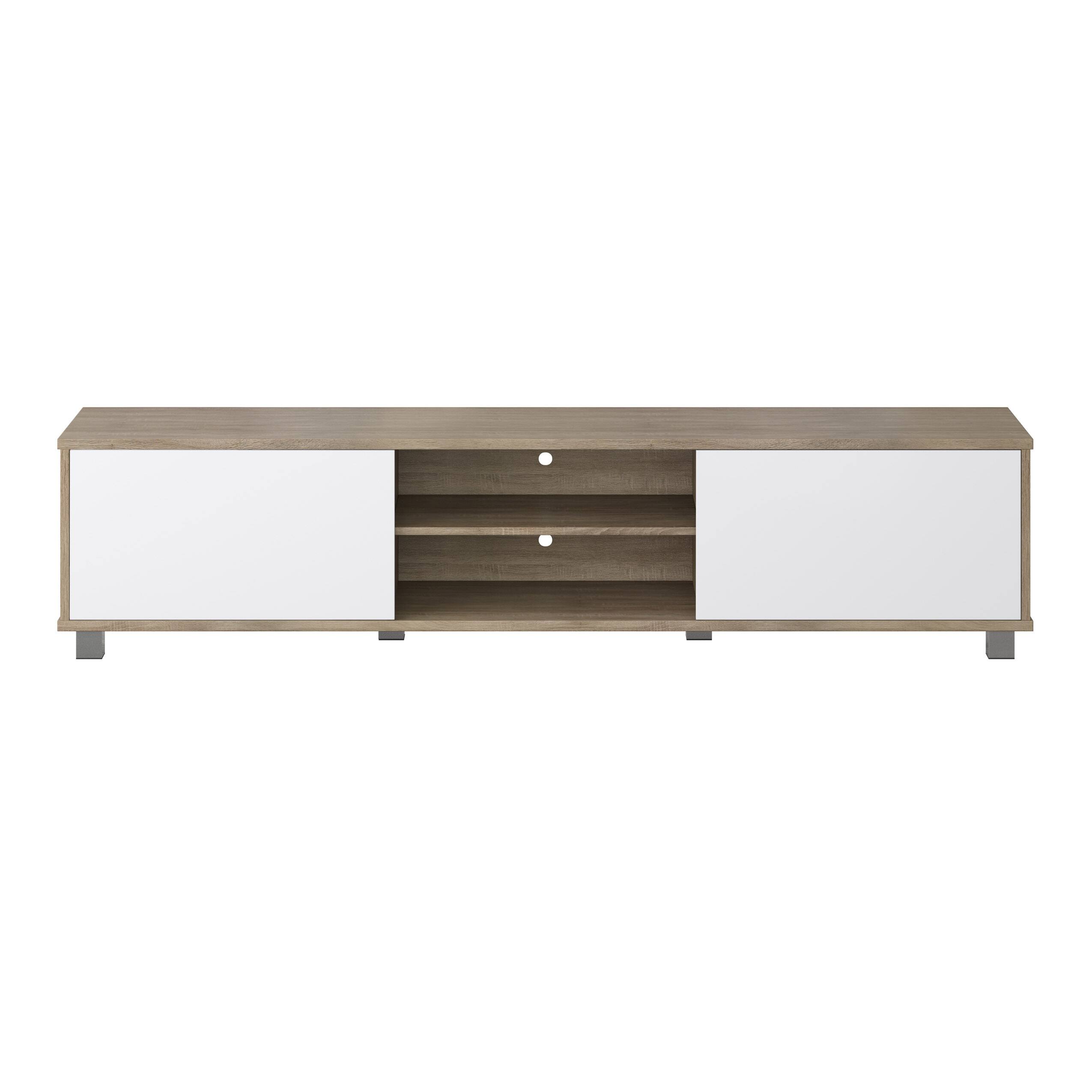 CorLiving - Hollywood Collection TV Stand with Open and Closed Cabinets for Most TVs up to 85" - White