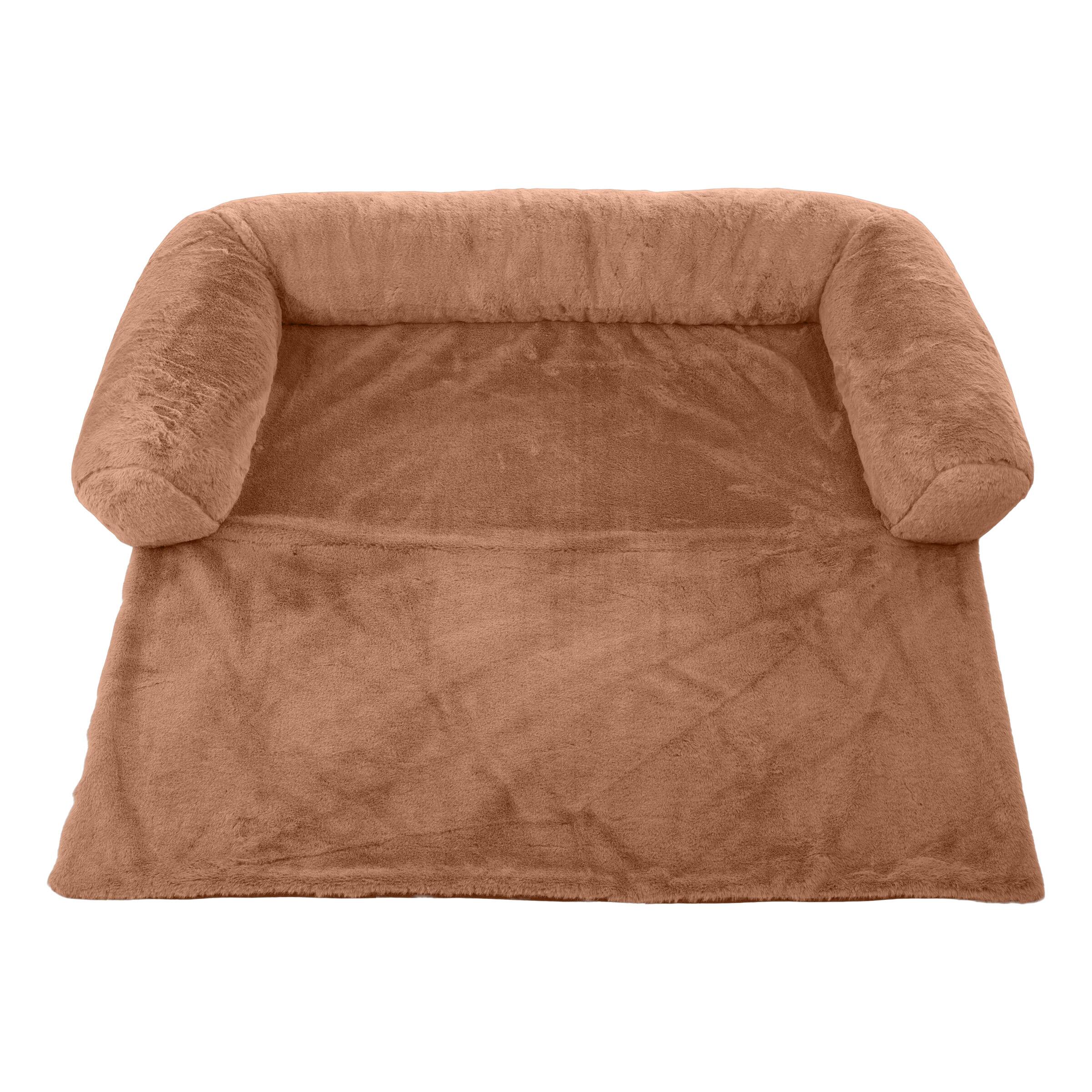 Front. PetMaker - 36in Plush Dog Bed for Couch - Beige.