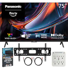 Bundle - Panasonic - 75" W80C 4K UHD 3840x2160 60Hz QLED+ Fire TV (2026) + Mount & Guide