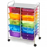 Costway - 15 Drawer Rolling Storage Cart Scrapbook Paper Office School Organizer - Multicolor - Front_Zoom