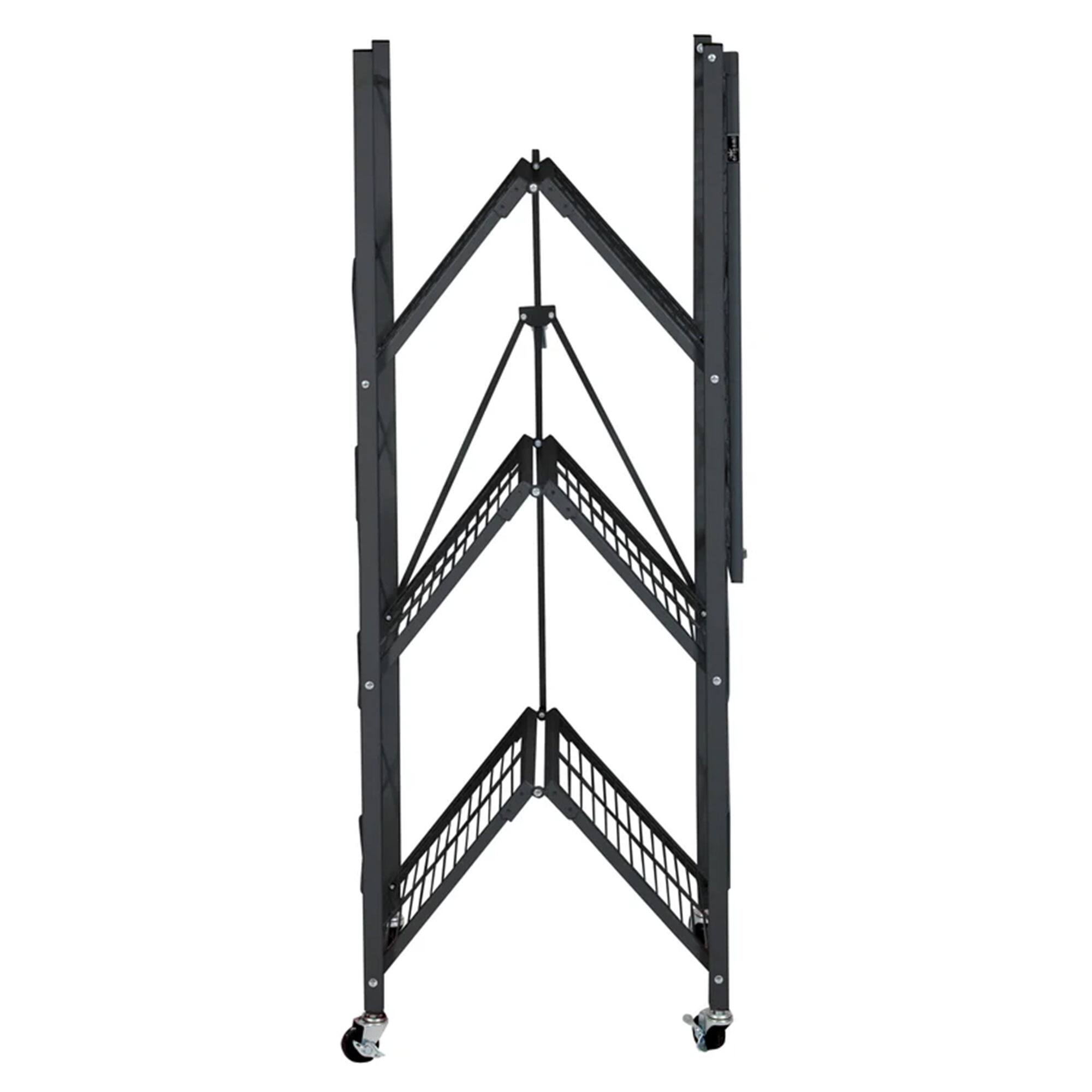 Alt View 5. Origami - Origami 4 Tier Folding Shelf Garage Shelves Heavy Duty Shelving with Wheels - Black.