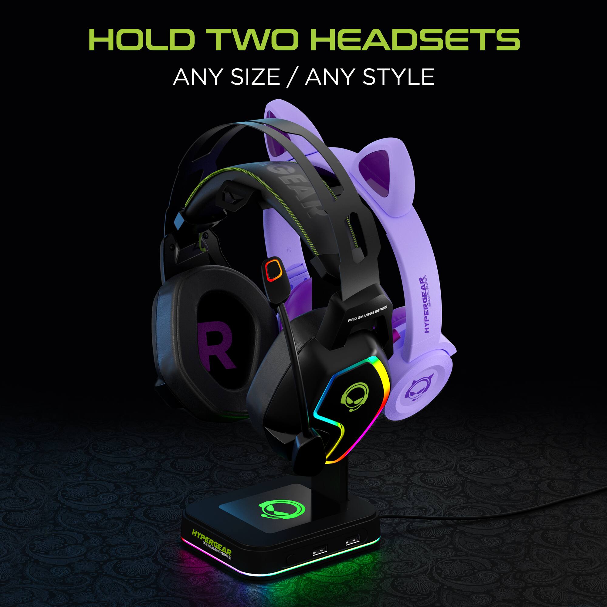 HOLD TWO HEADSETS  
ANY SIZE / ANY STYLE