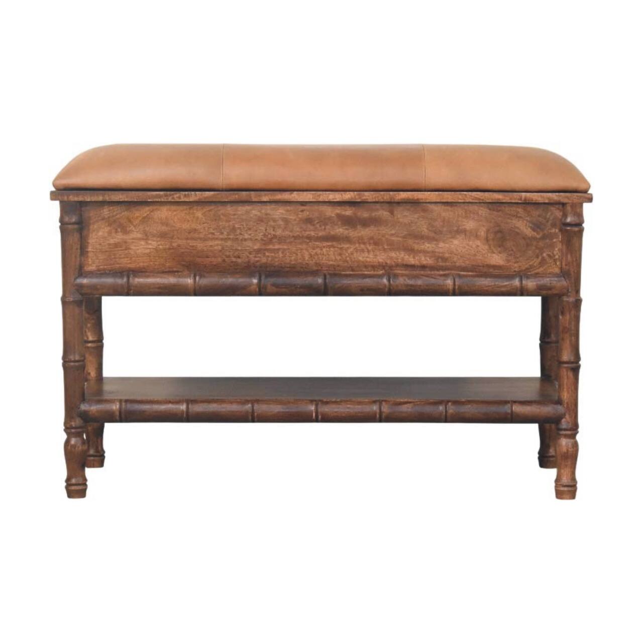 Alt View 5. Artisan Furniture - Artisan Furniture Solid Wood Bamboo Carved Storage Bench, 2 Drawers - Brown.